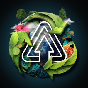 TripleLift Logo on recycling logo made of plants