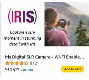Amazon ad displaying creative as well as relevant shopping information. 